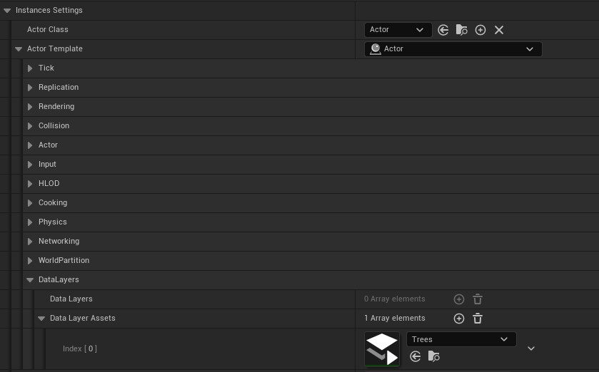 Actor template settings