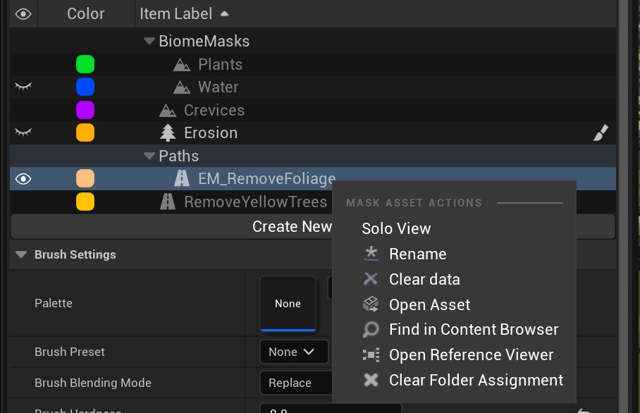 Mask Context Menu for EP/EL